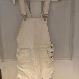 Free People White  Denim Overall Mini Skirt XS